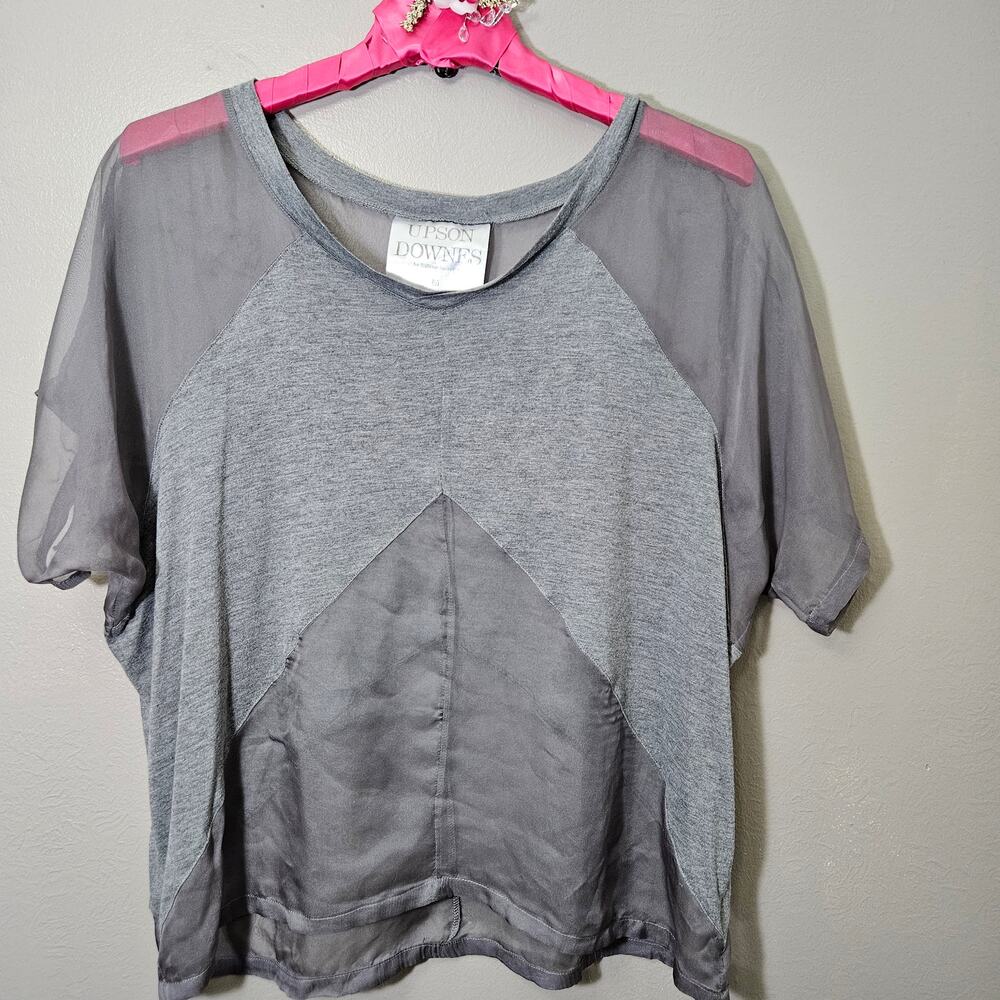 Upson Downes Urban Outfitters Women’s M Grey Sheer Top Indie Sleaze Grunge